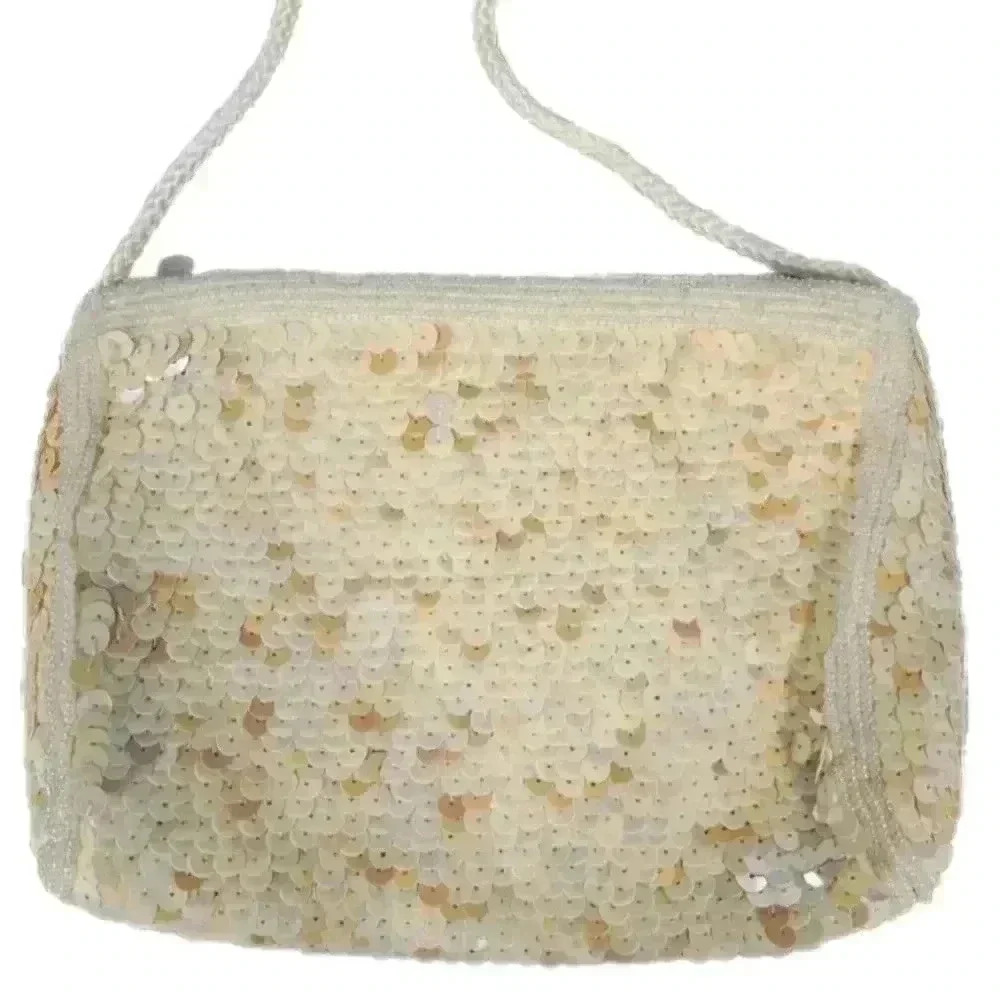 Ann Marino Cream/white Sequin Evening Bag